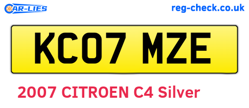 KC07MZE are the vehicle registration plates.