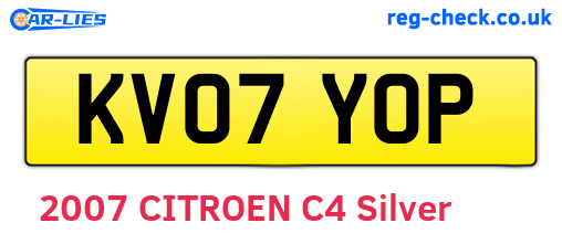 KV07YOP are the vehicle registration plates.