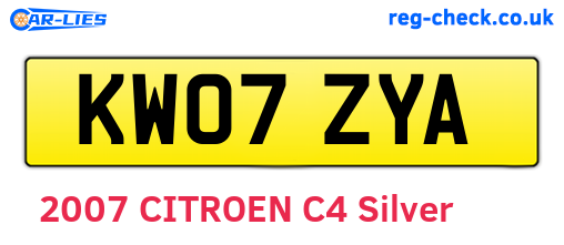 KW07ZYA are the vehicle registration plates.