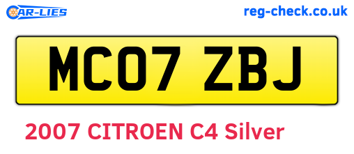 MC07ZBJ are the vehicle registration plates.