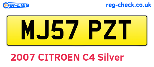 MJ57PZT are the vehicle registration plates.