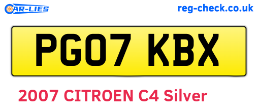 PG07KBX are the vehicle registration plates.
