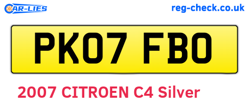 PK07FBO are the vehicle registration plates.