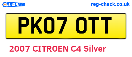 PK07OTT are the vehicle registration plates.
