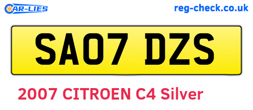 SA07DZS are the vehicle registration plates.