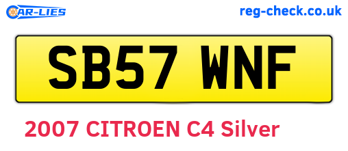 SB57WNF are the vehicle registration plates.