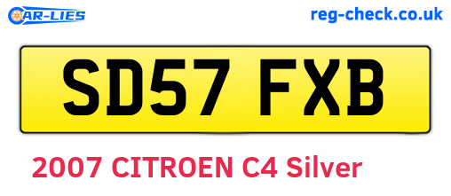 SD57FXB are the vehicle registration plates.