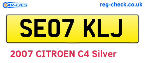 SE07KLJ are the vehicle registration plates.