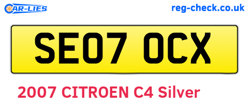 SE07OCX are the vehicle registration plates.