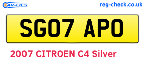 SG07APO are the vehicle registration plates.