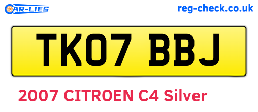 TK07BBJ are the vehicle registration plates.