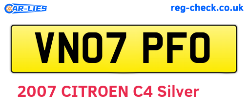 VN07PFO are the vehicle registration plates.