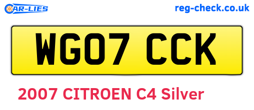 WG07CCK are the vehicle registration plates.