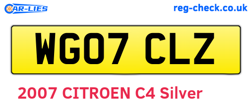 WG07CLZ are the vehicle registration plates.