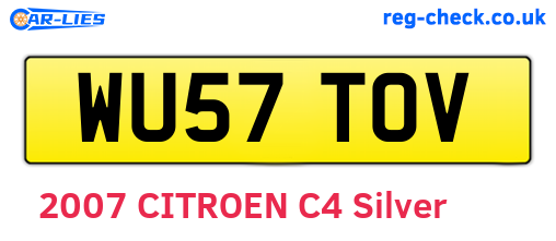 WU57TOV are the vehicle registration plates.