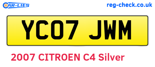 YC07JWM are the vehicle registration plates.