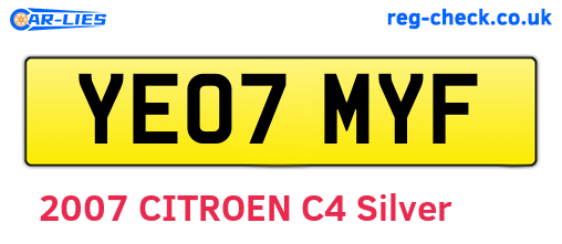 YE07MYF are the vehicle registration plates.