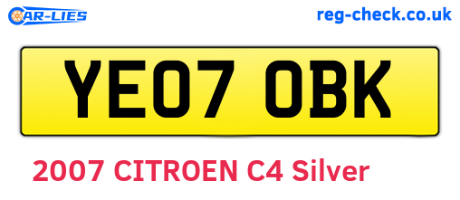 YE07OBK are the vehicle registration plates.