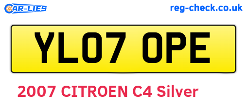 YL07OPE are the vehicle registration plates.