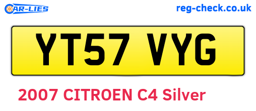 YT57VYG are the vehicle registration plates.