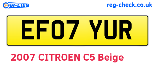 EF07YUR are the vehicle registration plates.