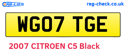 WG07TGE are the vehicle registration plates.