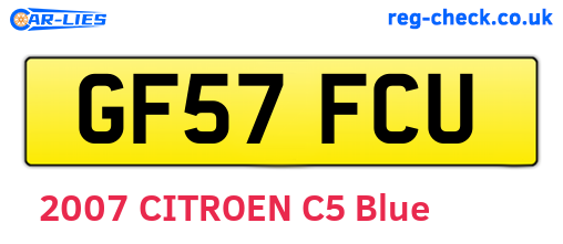 GF57FCU are the vehicle registration plates.