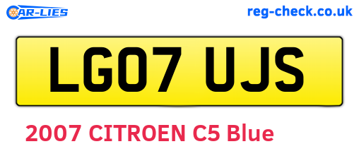 LG07UJS are the vehicle registration plates.