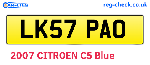 LK57PAO are the vehicle registration plates.