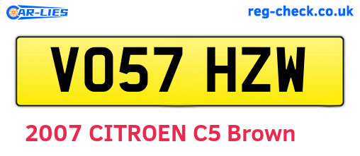 VO57HZW are the vehicle registration plates.