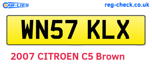 WN57KLX are the vehicle registration plates.