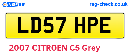 LD57HPE are the vehicle registration plates.