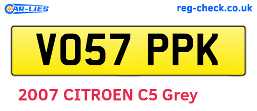 VO57PPK are the vehicle registration plates.