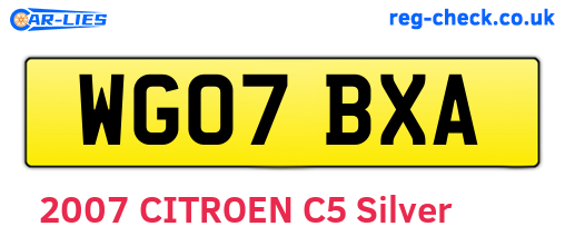 WG07BXA are the vehicle registration plates.