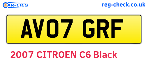 AV07GRF are the vehicle registration plates.