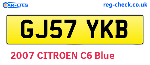 GJ57YKB are the vehicle registration plates.