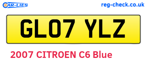 GL07YLZ are the vehicle registration plates.