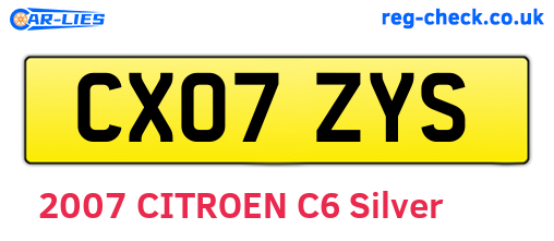 CX07ZYS are the vehicle registration plates.