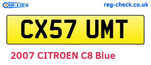 CX57UMT are the vehicle registration plates.