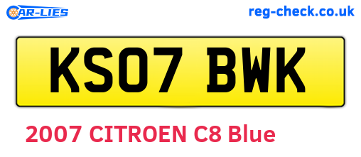 KS07BWK are the vehicle registration plates.