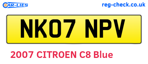 NK07NPV are the vehicle registration plates.