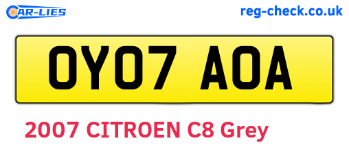 OY07AOA are the vehicle registration plates.