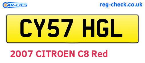 CY57HGL are the vehicle registration plates.