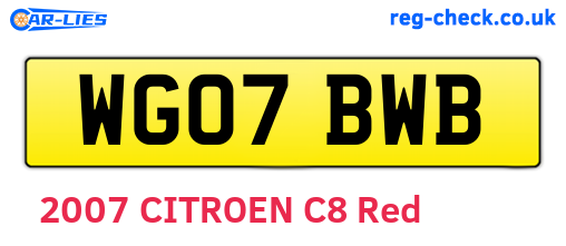 WG07BWB are the vehicle registration plates.