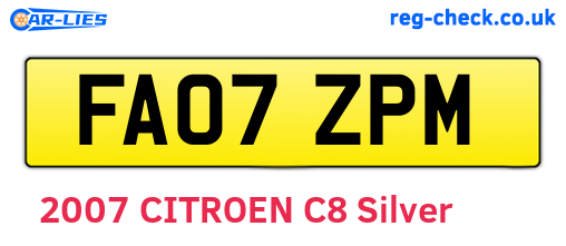 FA07ZPM are the vehicle registration plates.
