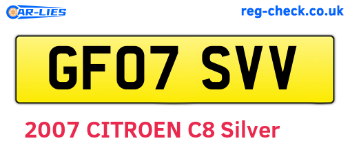 GF07SVV are the vehicle registration plates.