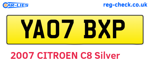 YA07BXP are the vehicle registration plates.
