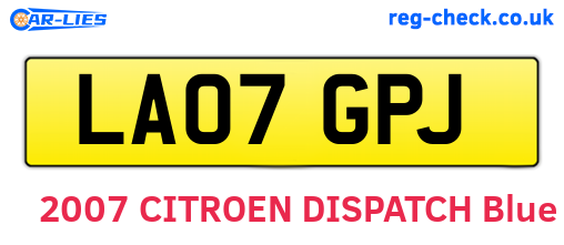 LA07GPJ are the vehicle registration plates.