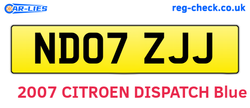 ND07ZJJ are the vehicle registration plates.