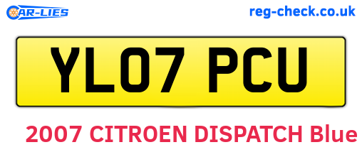 YL07PCU are the vehicle registration plates.